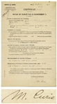 Marie Curie Signed Document From Her Institut du Radium Laboratory -- Curie Signs Off on an Experiment in Her Lab